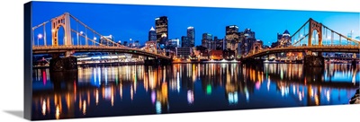 Panoramic Pittsburgh City Skyline at Night