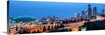 Panoramic Seattle Skyline at Dusk