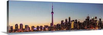 Panoramic Toronto City Skyline at Night