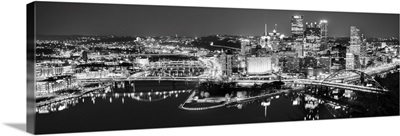 Pittsburgh City Skyline at Night, Black and White