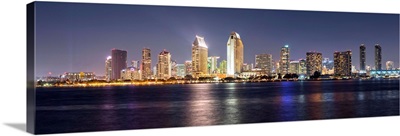 Skyline at Night, San Diego, California - Panoramic