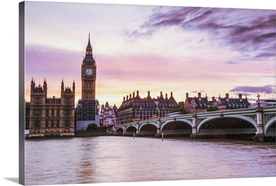 Sunset Over Big Ben, Westminster, London, England, UK