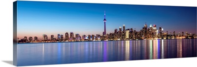 Toronto City Skyline with CN Tower, at Night