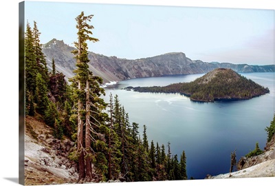 Wizard Island In Crater Lake, Oregon