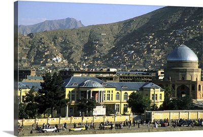 Buildings on the banks of the Kabul River, central Kabul, Kabul, Afghanistan