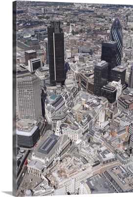 City of London skyscrapers including the Gherkin, London, England, UK