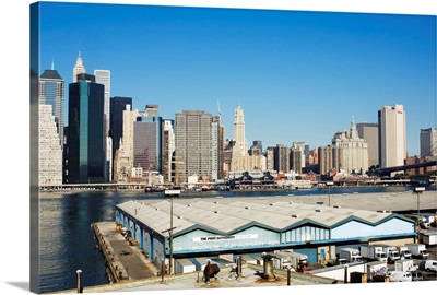 Port Authority buildings on the Brooklyn side of the East River, NYC