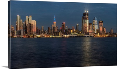 New York City skyline at sunset