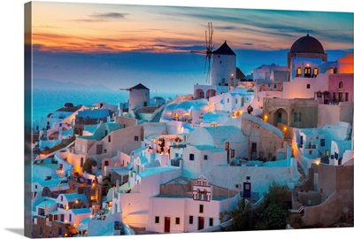 Oia village at night, Santorini