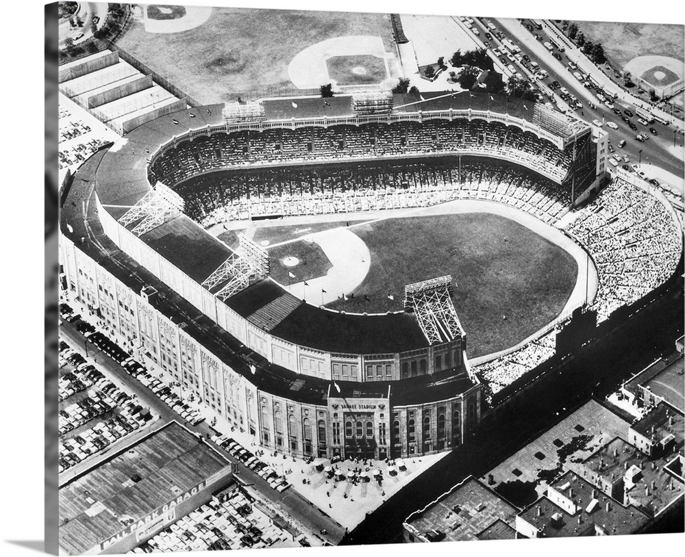 Aerial view of Yankee Stadium in the Bronx, New York City. Photograph, c1955.