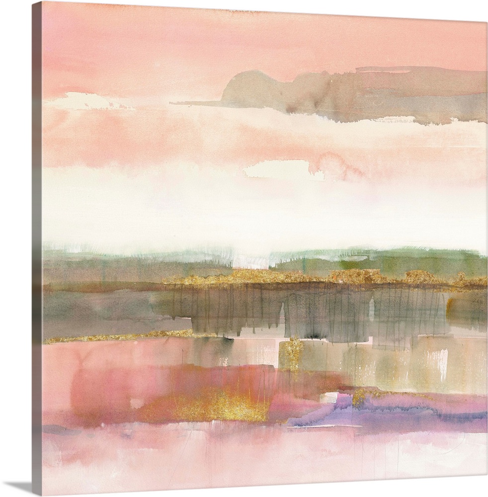 Pastel watercolor abstract in pink and grey.