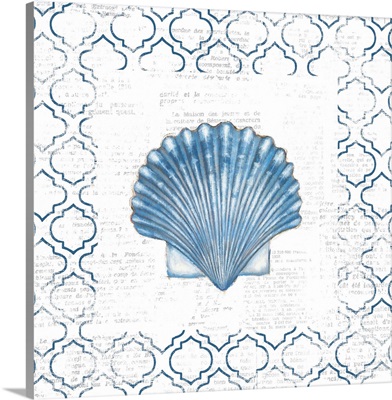 Navy Scallop Shell on Newsprint