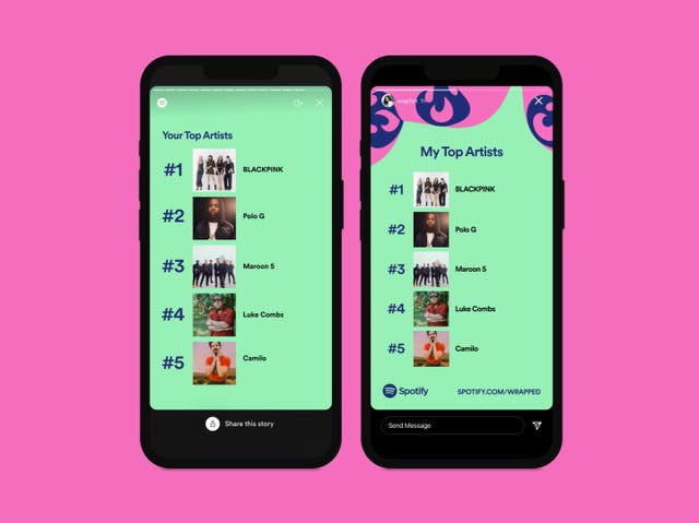 <p>A look at some of the designs for this year’s Spotify Wrapped, the music streamer’s annual statistical round-up</p>