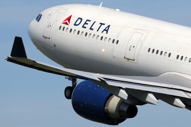 <p>A Delta Airlines Airbus A330 departs from Amsterdam Airport</p>