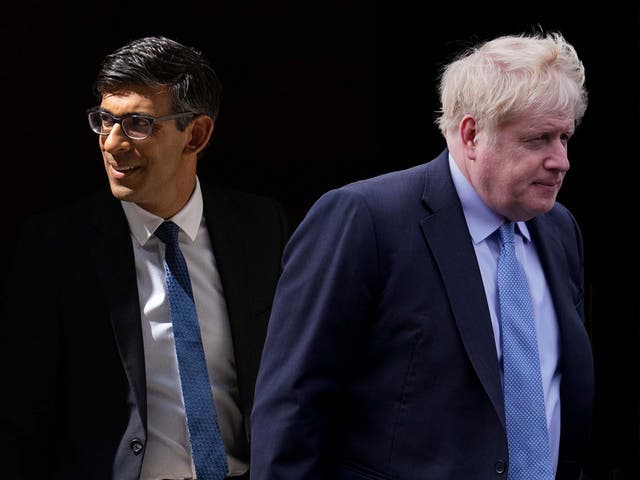 <p>Boris Johnson and Rishi Sunak are at odds over Brexit again</p>