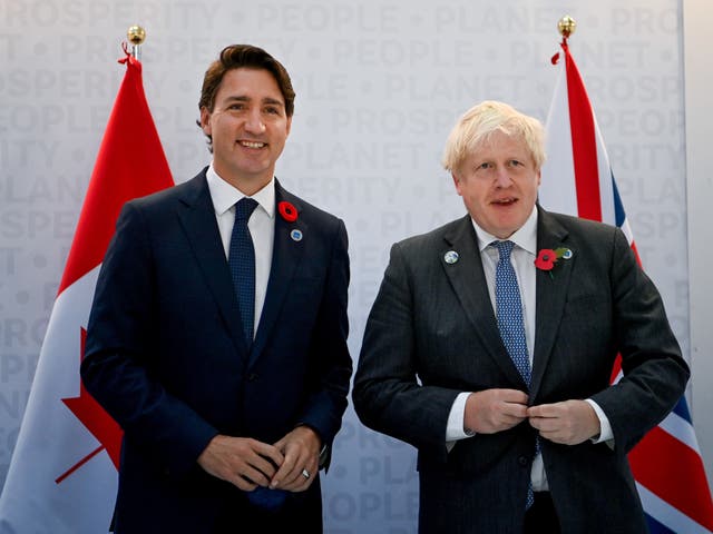 <p>Boris Johnson (right) with Justin Trudeau</p>