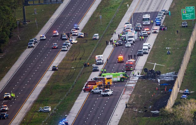 APTOPIX Plane Lands Florida Interstate