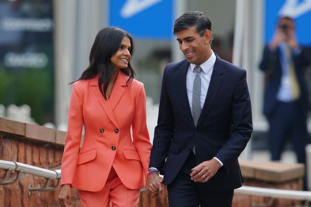 Prime Minister Rishi Sunak and wife Akshata Murty (Peter Byrne/PA)