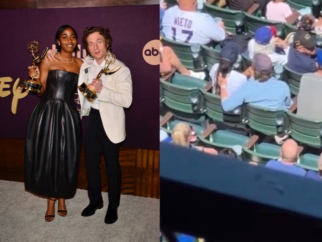 <p>Video shows Jeremy Allen White and Ayo Edebiri sitting close at baseball game  </p>