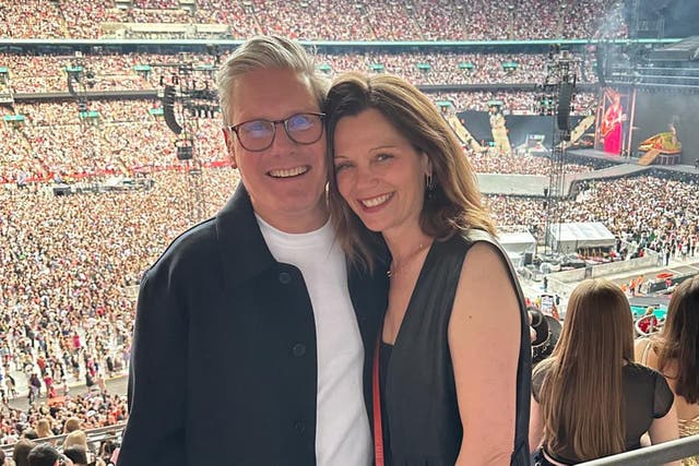 <p>Keir and Victoria Starmer at Wembley to see Taylor Swift </p>