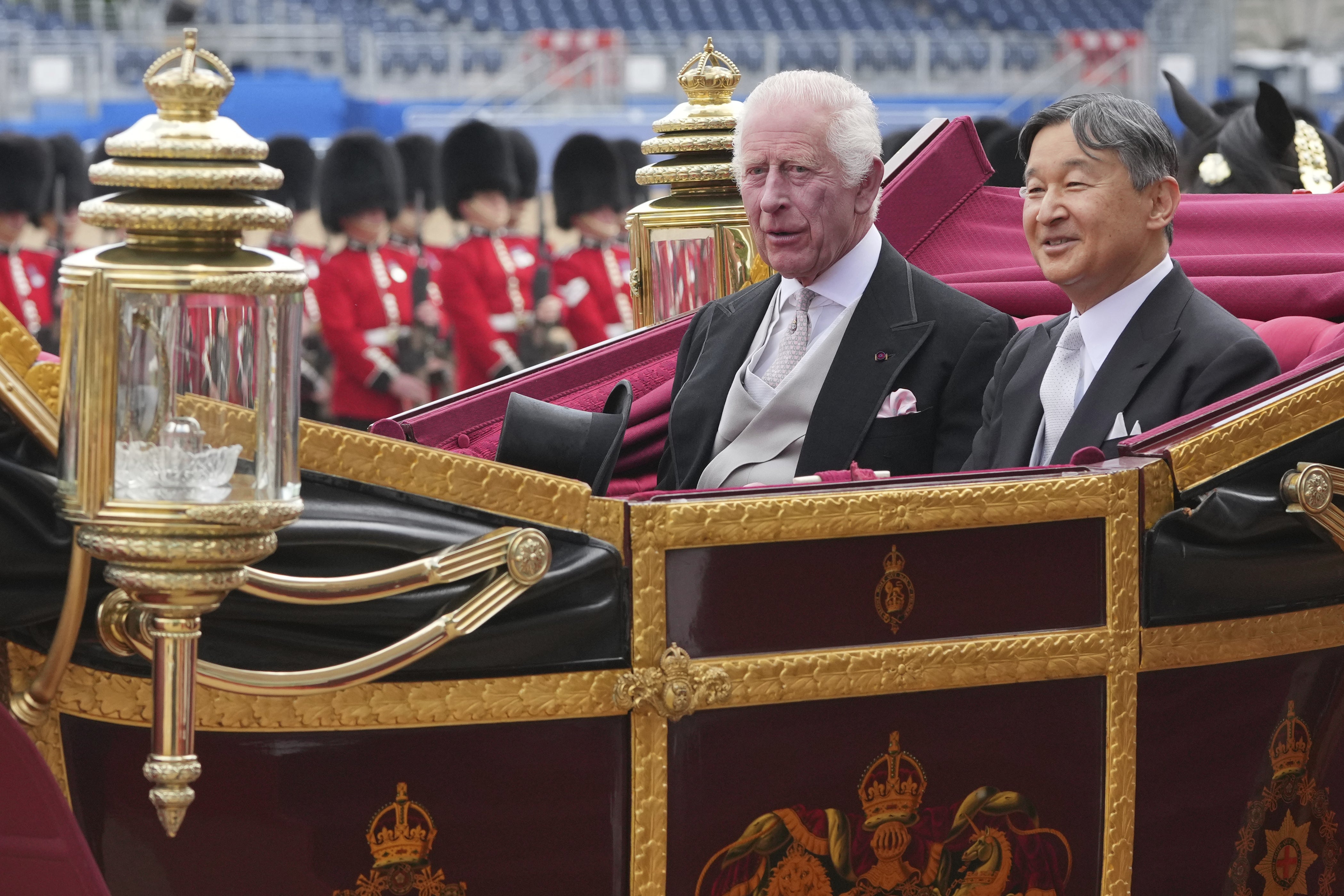 The King with Emperor Naruhito (Kin Cheung/PA)