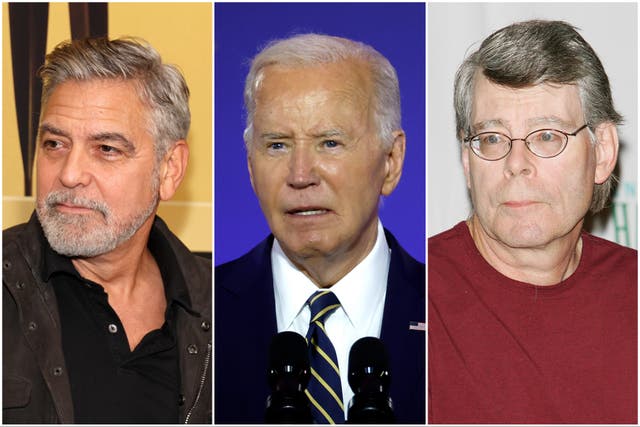 <p>George Clooney, Joe Biden and Stephen King</p>