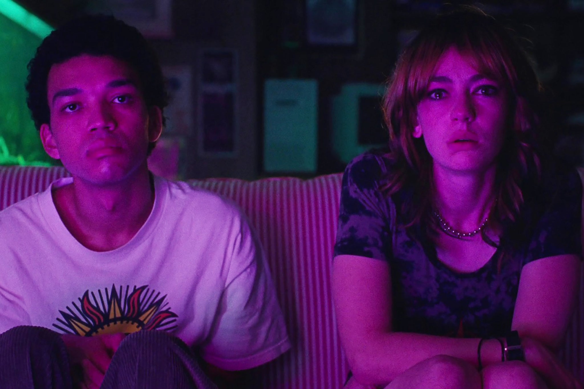 In the pink: Justice Smith and Brigette Lundy-Paine in ‘I Saw the TV Glow’