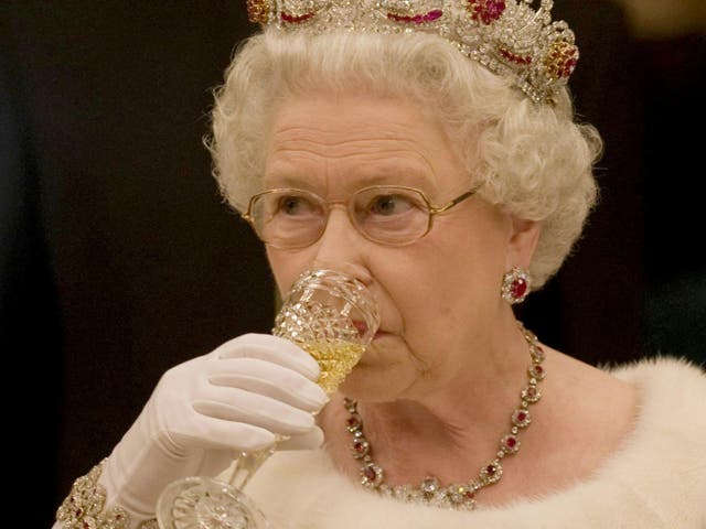 Queen Elizabeth II at a state banquet inside Brdo Castle near Ljubljana, Slovenia, October 2008