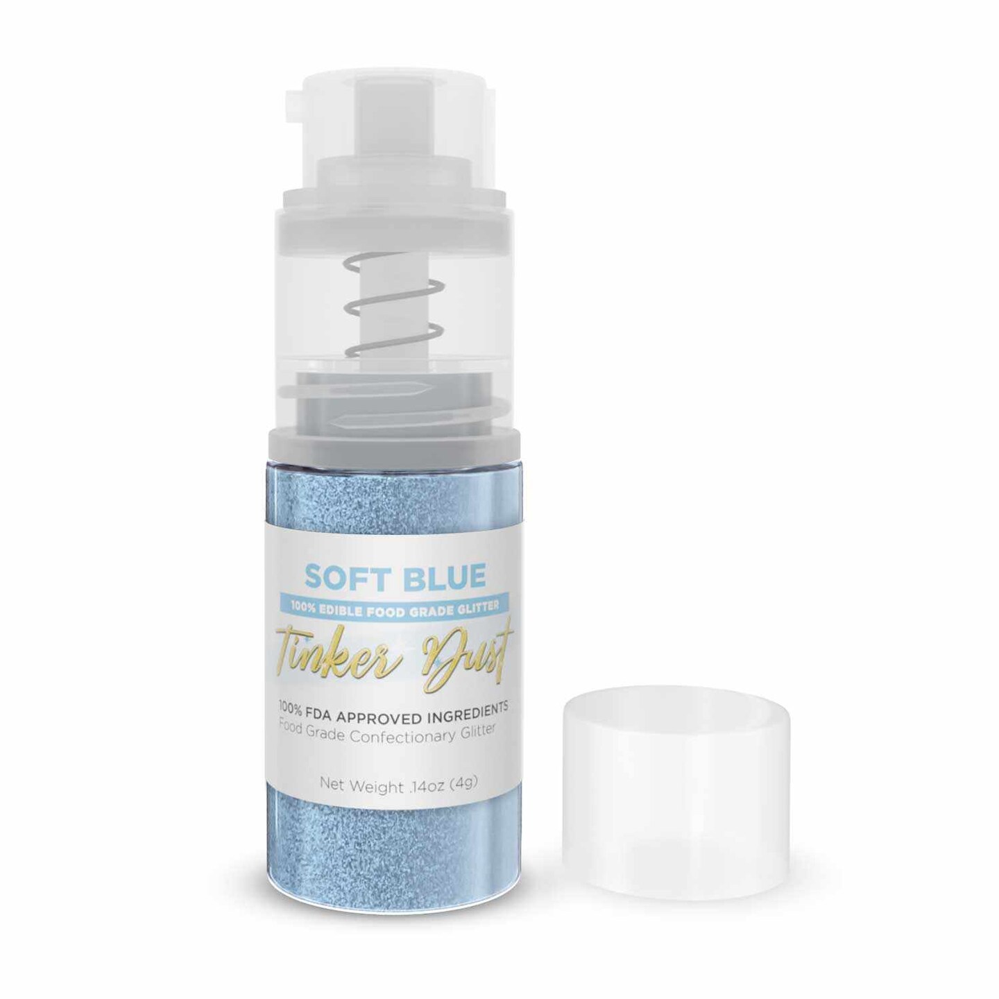 Soft Blue Edible Glitter Spray - Edible Powder Dust Spray Glitter for Food, Drinks, Strawberries, Muffins, Cake Decorating. FDA Compliant (4 Gram Pump)