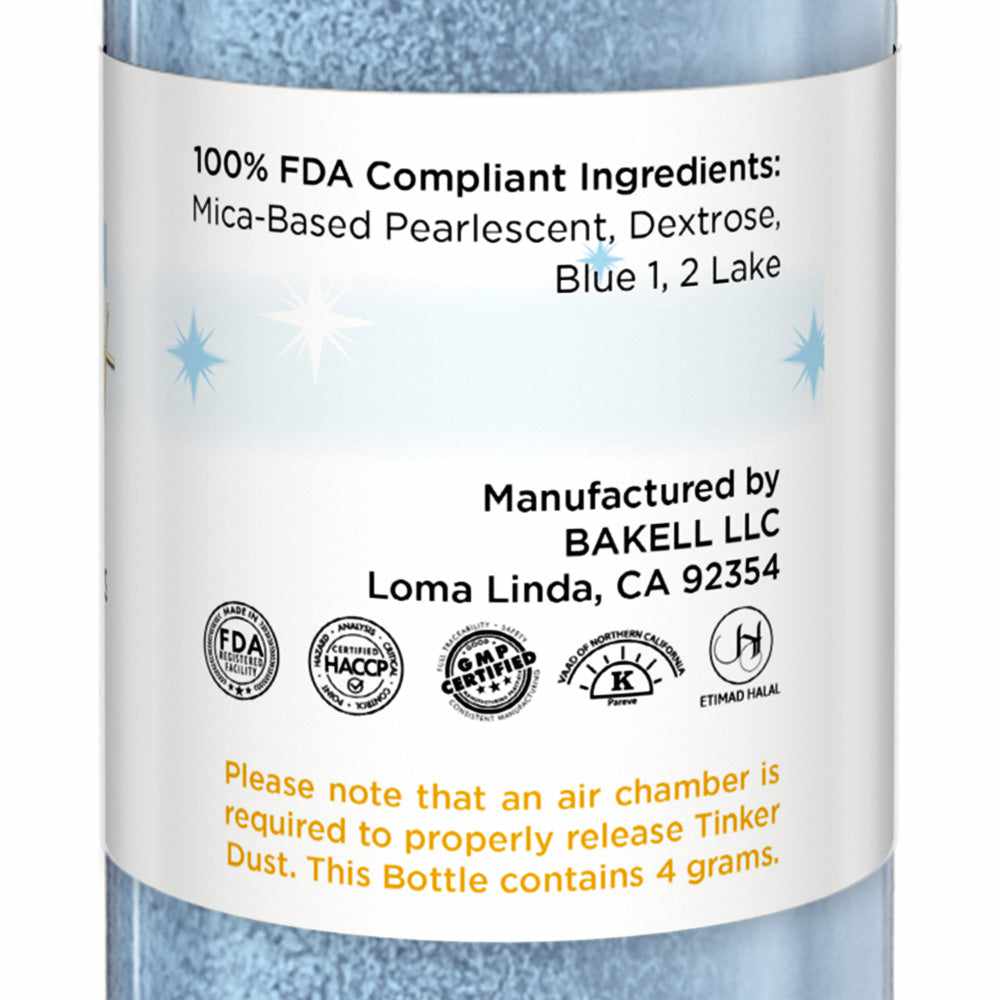 Soft Blue Edible Glitter Spray - Edible Powder Dust Spray Glitter for Food, Drinks, Strawberries, Muffins, Cake Decorating. FDA Compliant (4 Gram Pump)