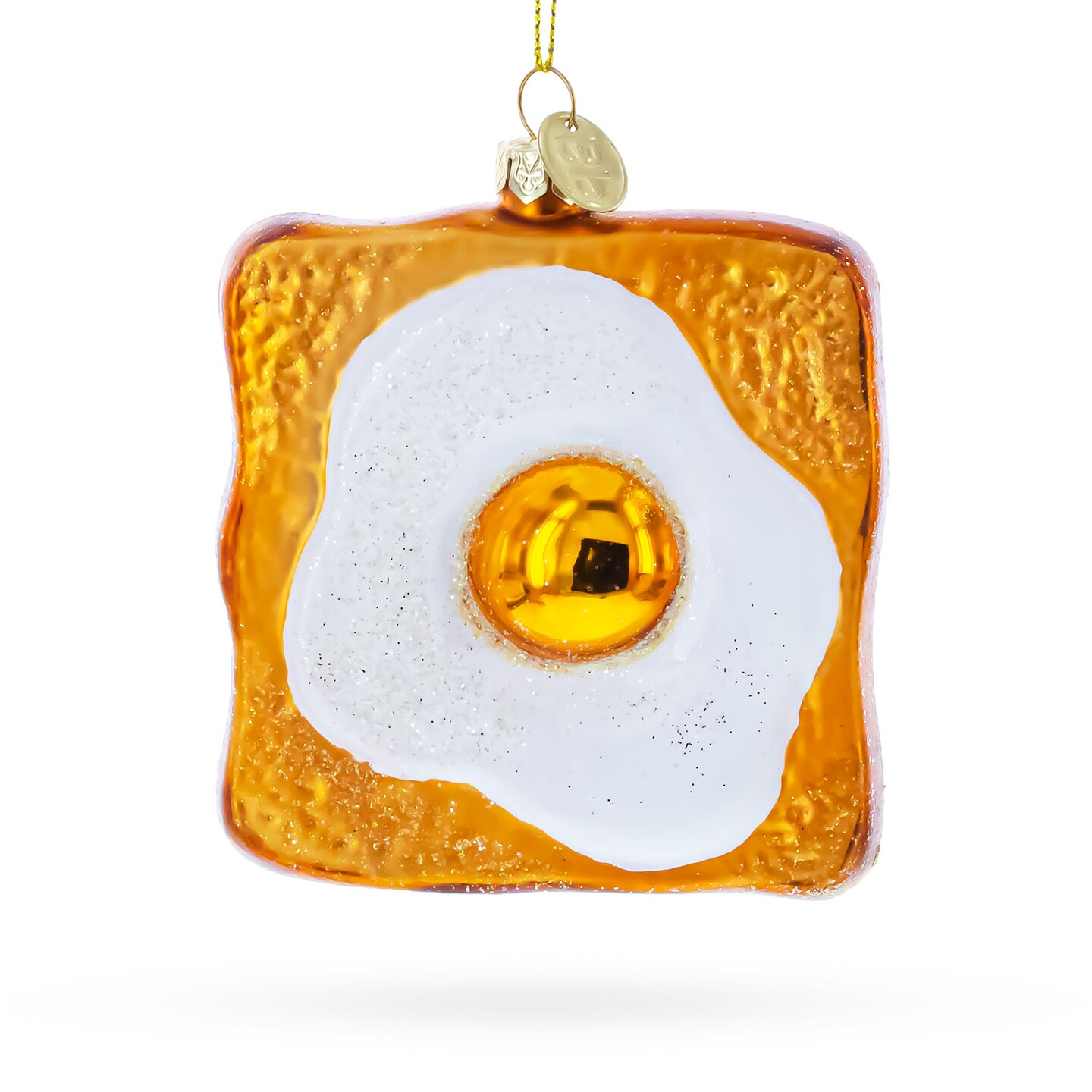 Egg on Toast Glass Christmas Ornament