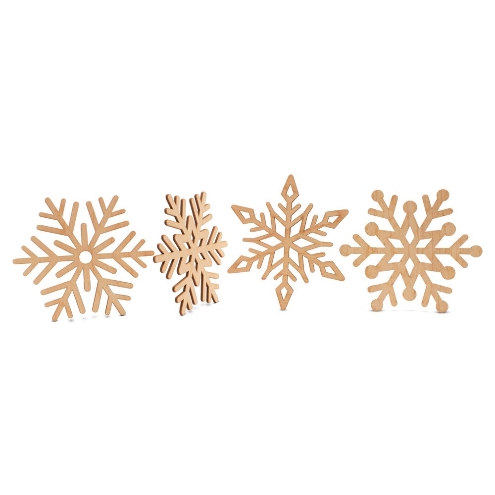 Set of 4 Christmas Wood Snowflake Cutouts, From 6&#x22;- 12&#x22;, | Woodpeckers