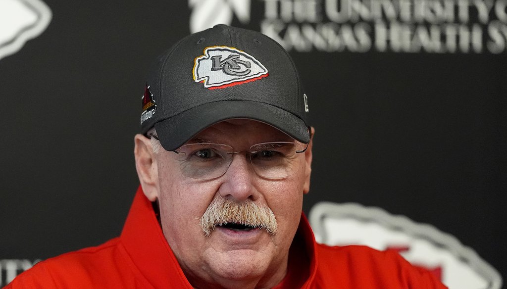 Kansas City Chiefs head coach Andy Reid speaks to the media on May 6, 2024, in Kansas City, Mo. (AP)