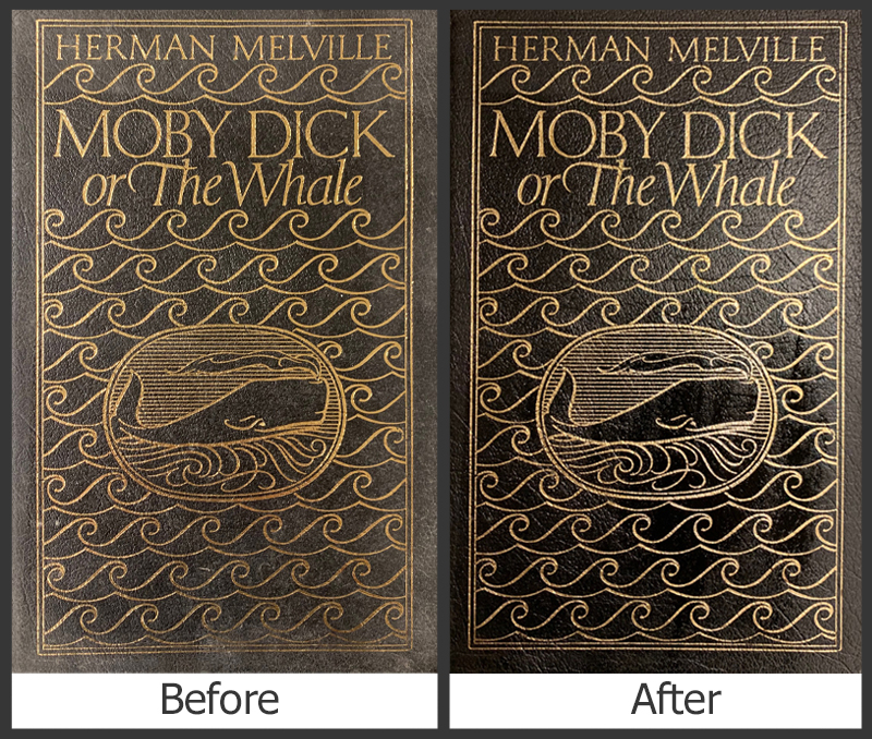 Before and after treatment vintage Moby Dick