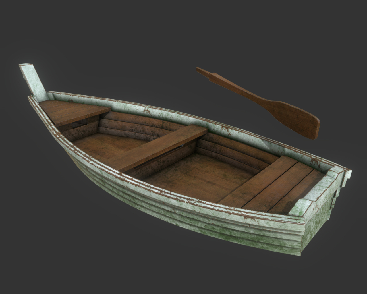 3D realistic old mossy wooden boat model - TurboSquid 1318318