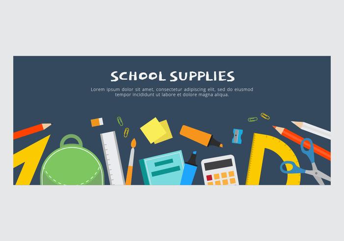 School Supplies Vector Banner