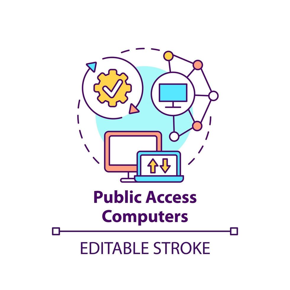 Public access computers concept icon vector