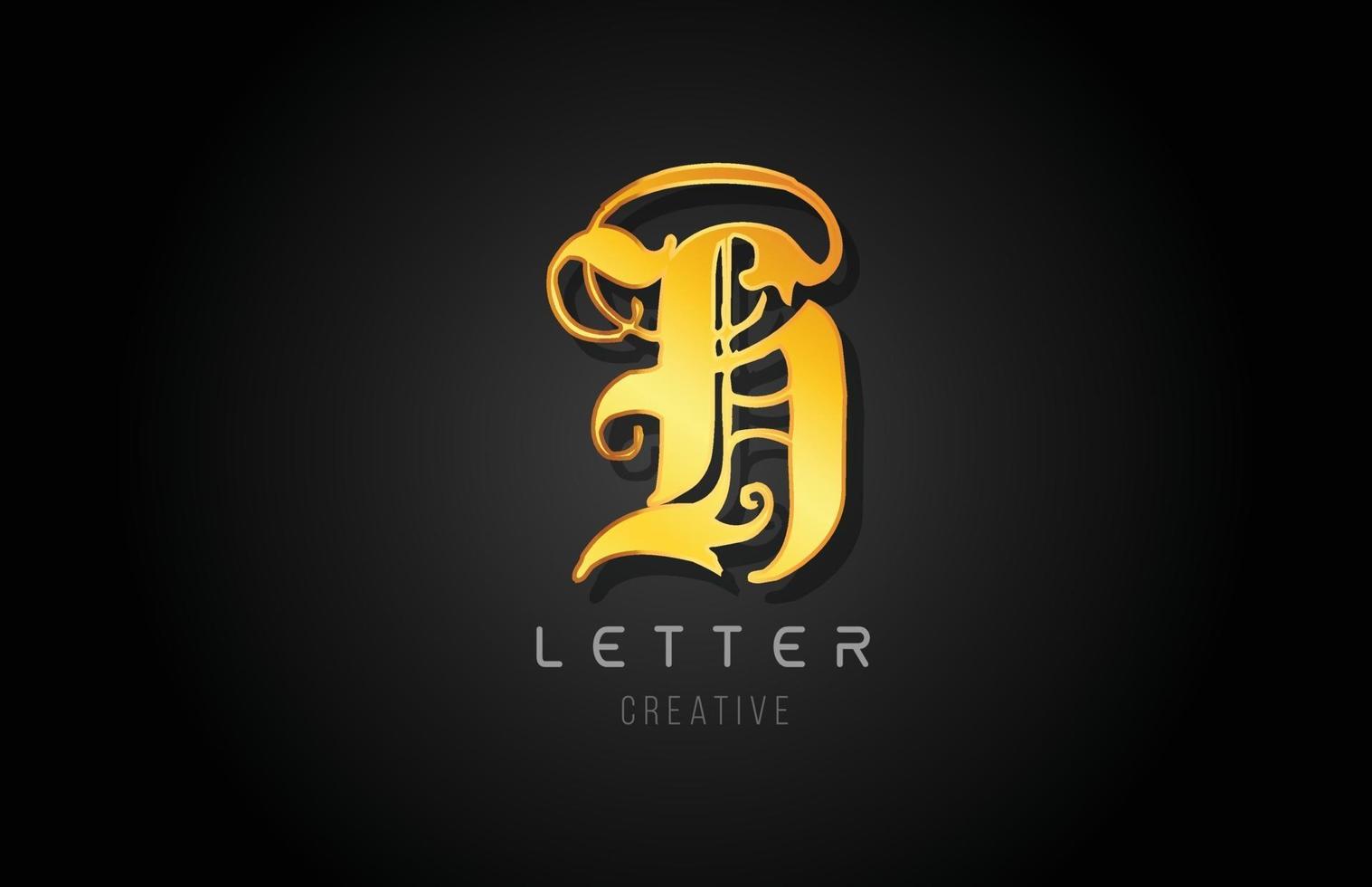 H gold golden letter alphabet design for logo company icon vector