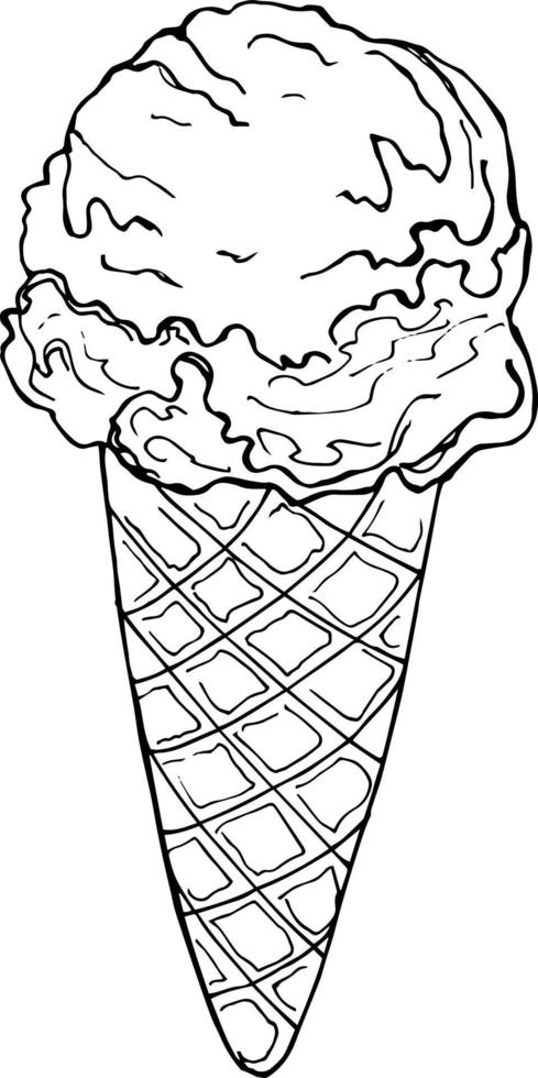 Sketch Ice cream cone on white background. Vector illustration in ...