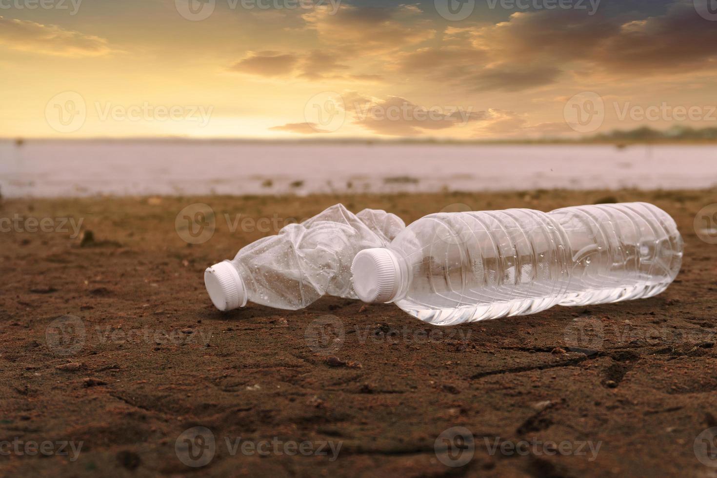 Plastic water bottles pollution in the ocean Environment concept photo