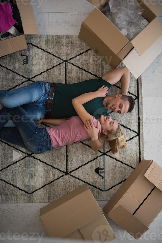 Top view of attractive young couple photo