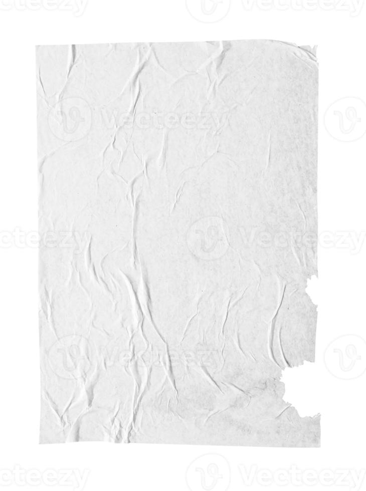 Blank white crumpled and creased paper poster texture isolated on white ...