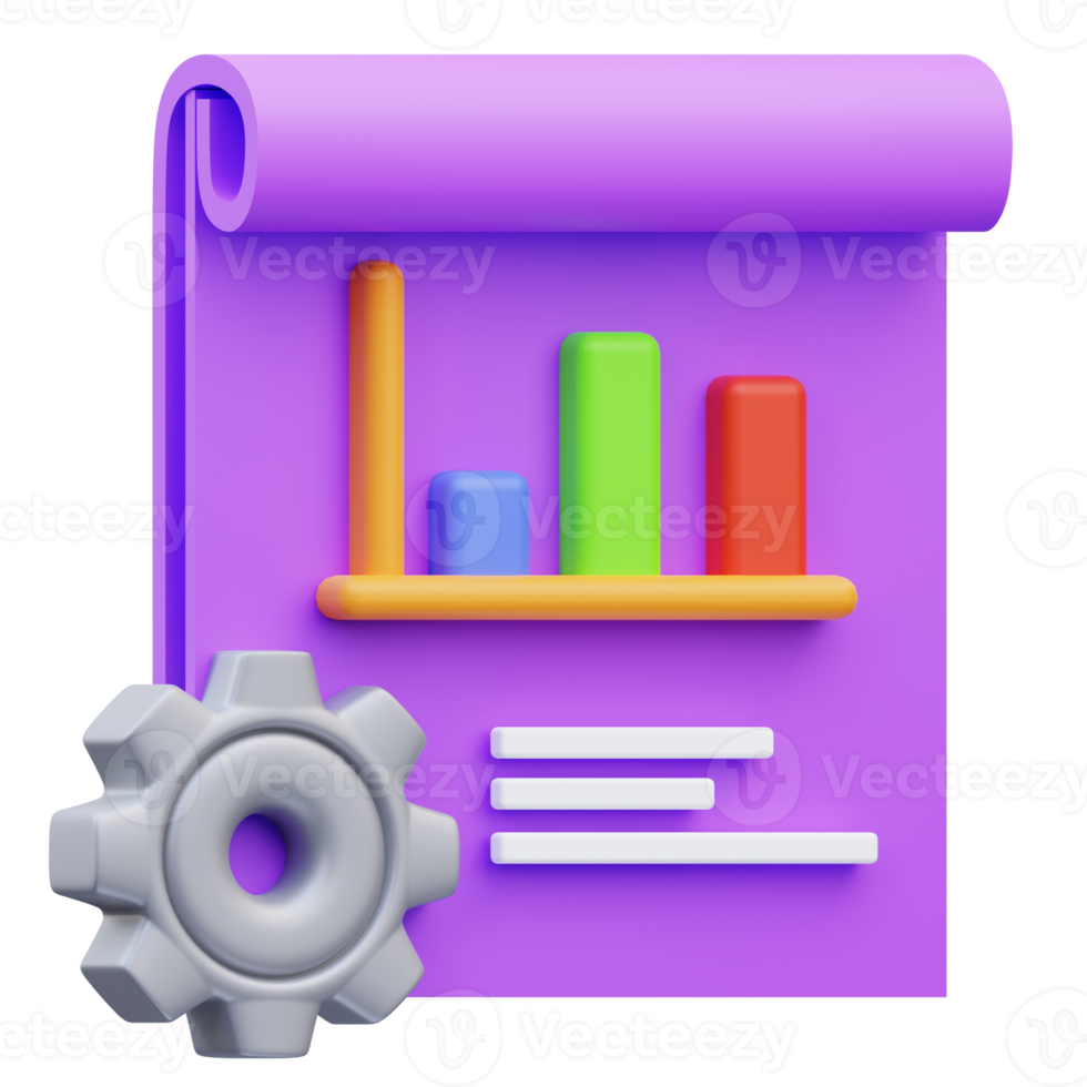 3d render illustration of project management analysis result icon png