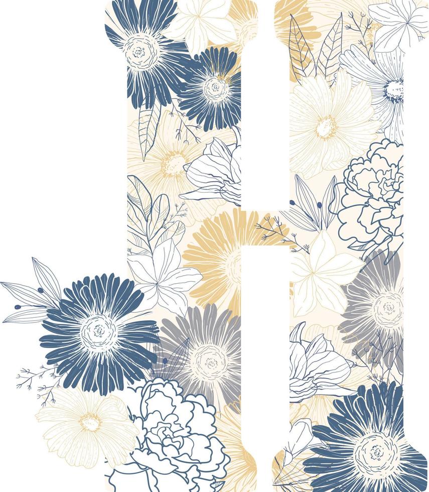 H letter Seamless Floral Pattern Background vector