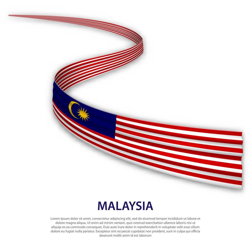 Waving ribbon or banner with flag of Malaysia vector