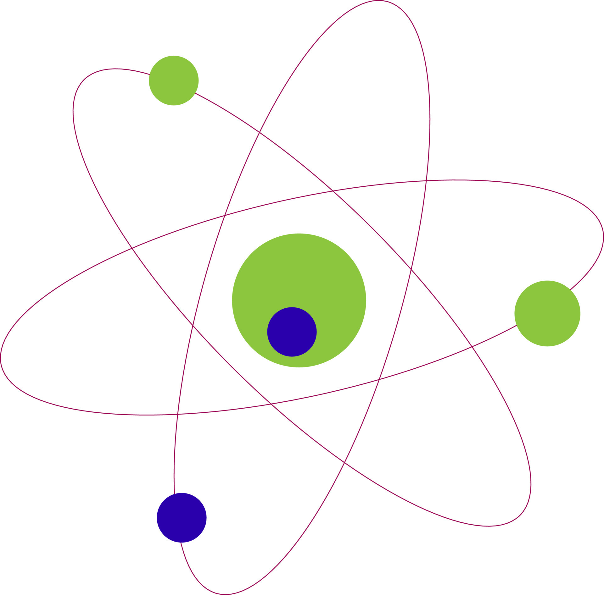 Green, pink and blue atomic structure. 24366717 Vector Art at Vecteezy