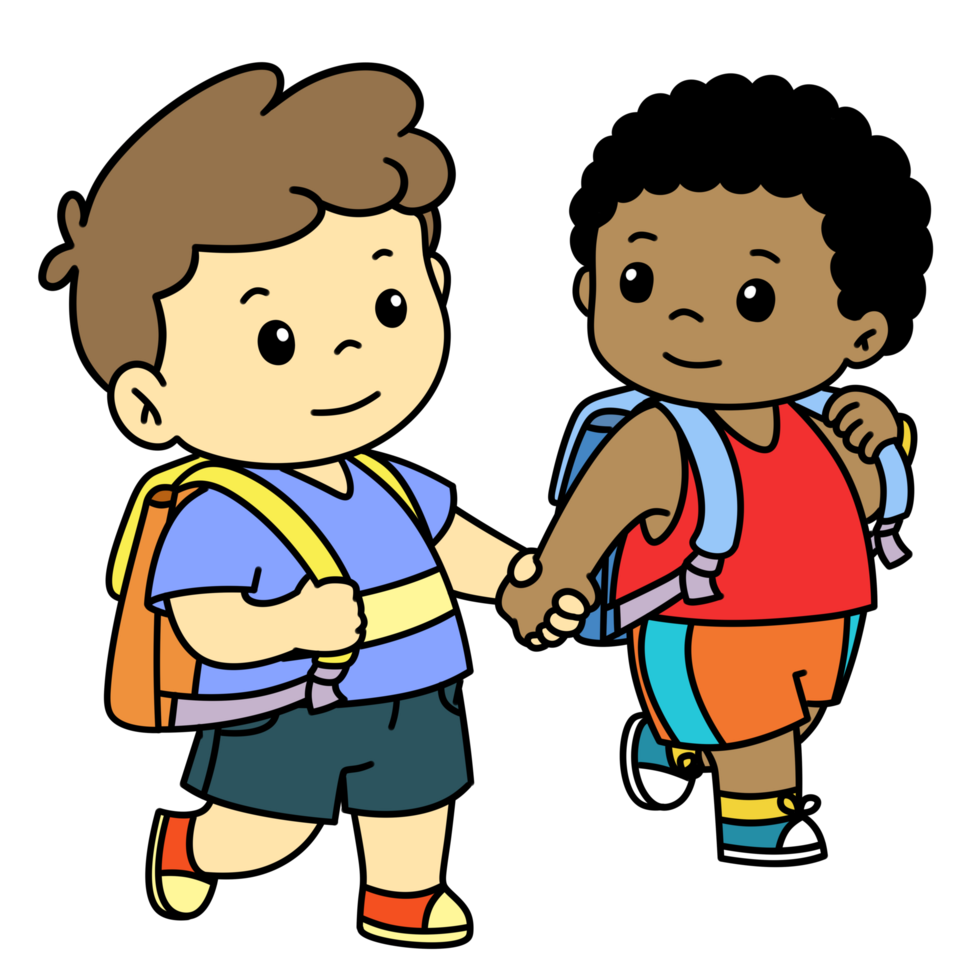 Cartoon Children Walking To School png