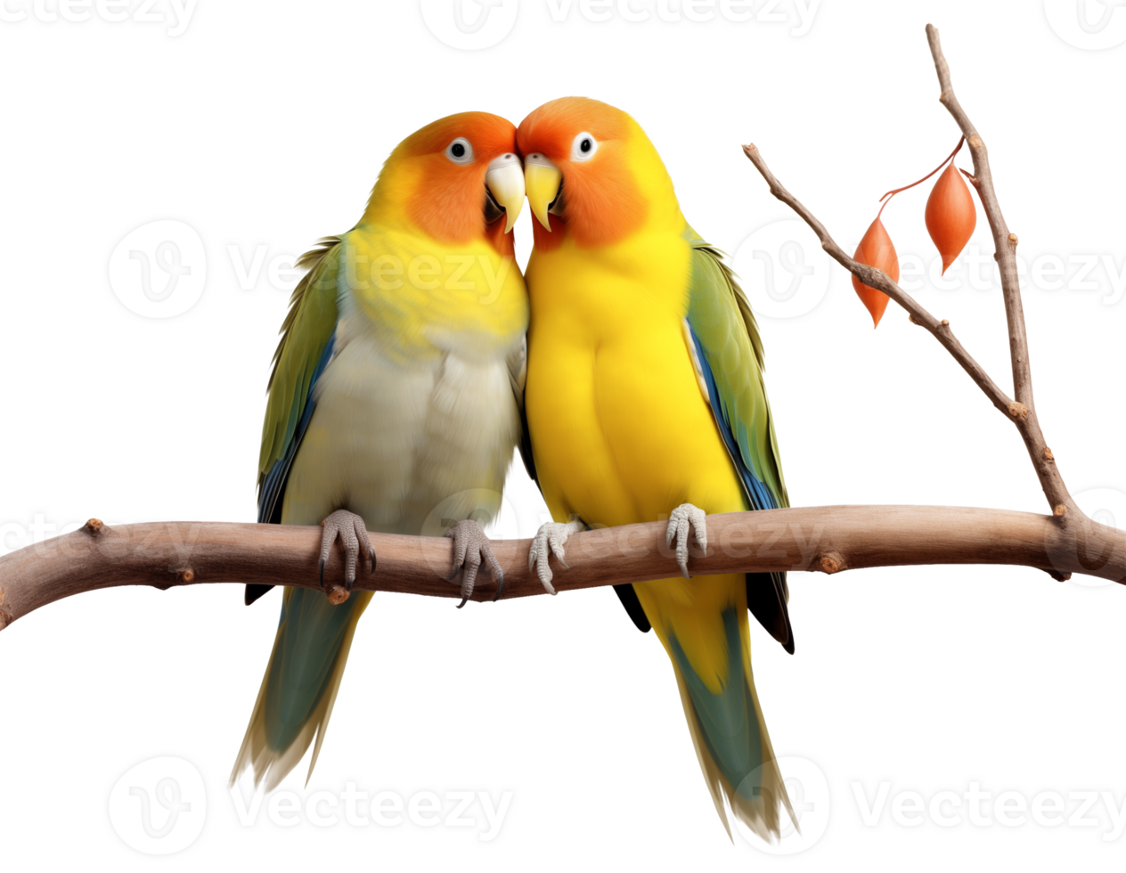 Lovebirds on Branch Isolated on Transparent Background png