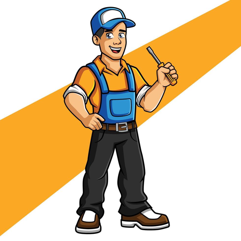 Electrician Cartoon Mascot Character vector