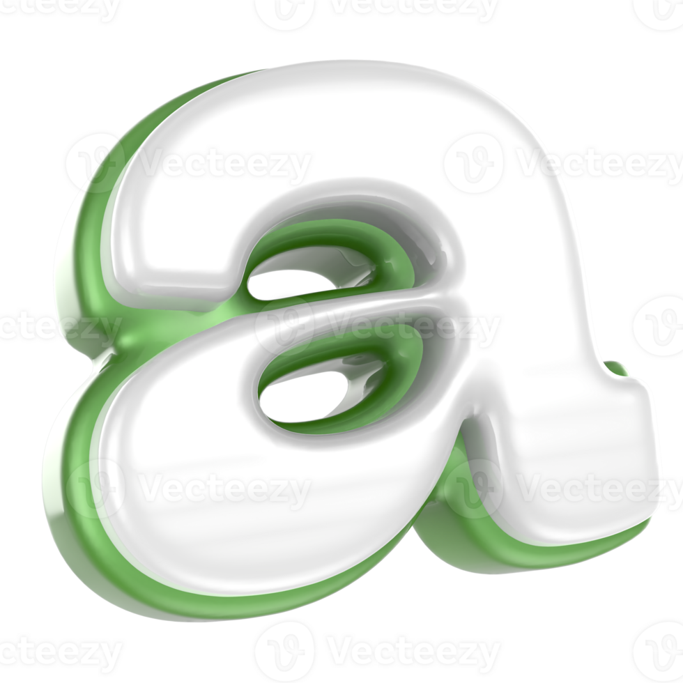 a Letter Green With White 3D Render png